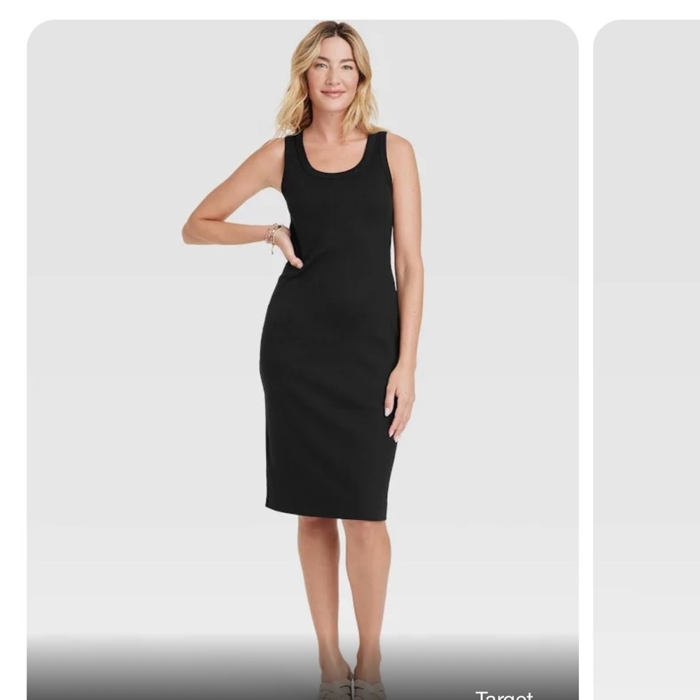 Universal Thread (Target) Black Ribbed Midi Dress